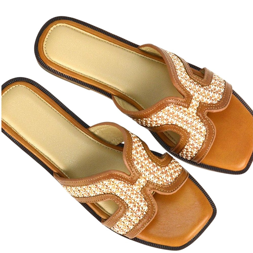 Camel - Lifestyle - XY London Womens-Ladies Lola Cut Out Strap Slip-on Sandals