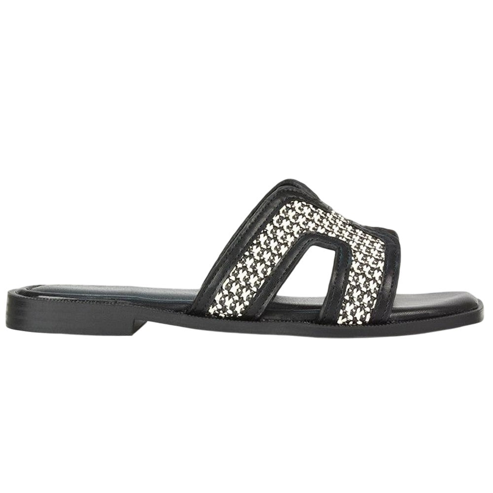 Black - Back - XY London Womens-Ladies Lola Cut Out Strap Slip-on Sandals