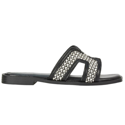 Black - Back - XY London Womens-Ladies Lola Cut Out Strap Slip-on Sandals