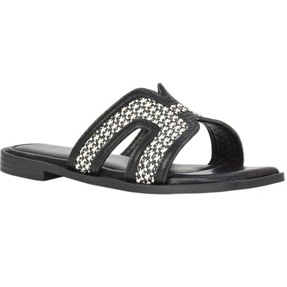 Black - Side - XY London Womens-Ladies Lola Cut Out Strap Slip-on Sandals
