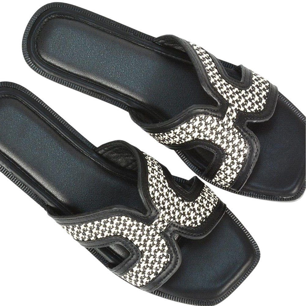 Black - Lifestyle - XY London Womens-Ladies Lola Cut Out Strap Slip-on Sandals