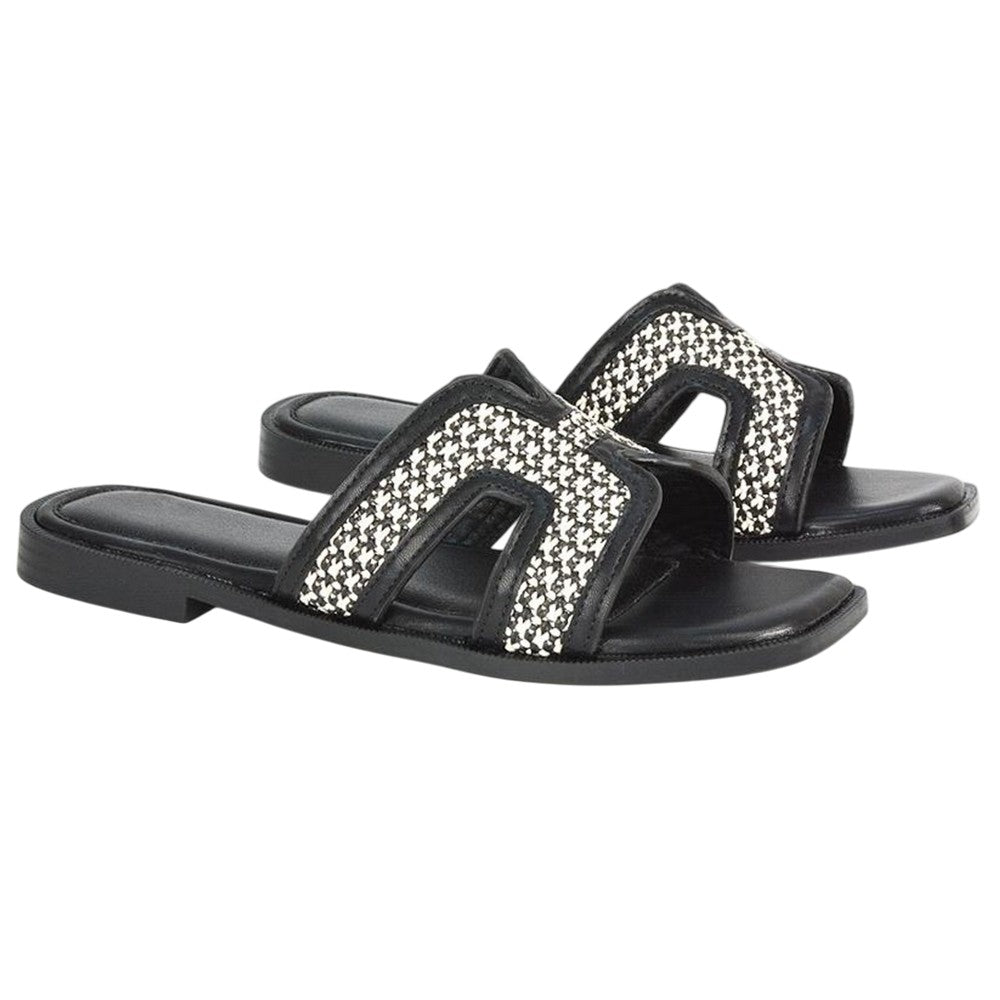 Black - Front - XY London Womens-Ladies Lola Cut Out Strap Slip-on Sandals