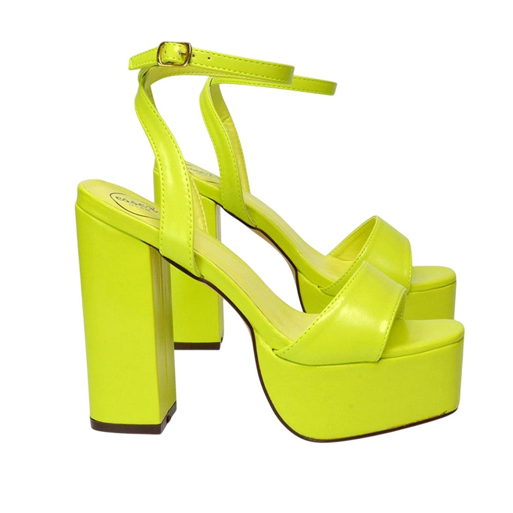 Fluorescent Green - Lifestyle - XY London Womens-Ladies Jayce Square Toe High Heels