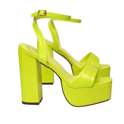 Fluorescent Green - Lifestyle - XY London Womens-Ladies Jayce Square Toe High Heels