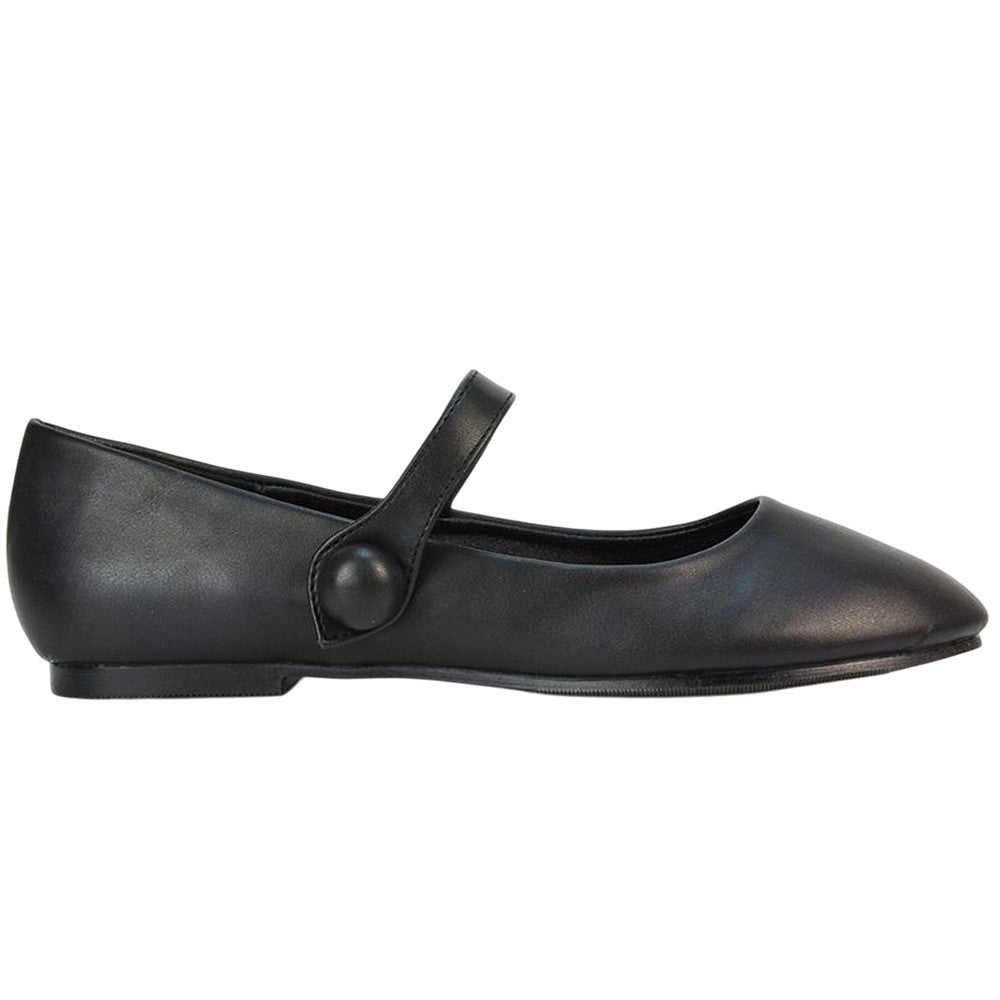 Black - Side - XY London Womens-Ladies Joanna Closed Toe Flat Mary Janes