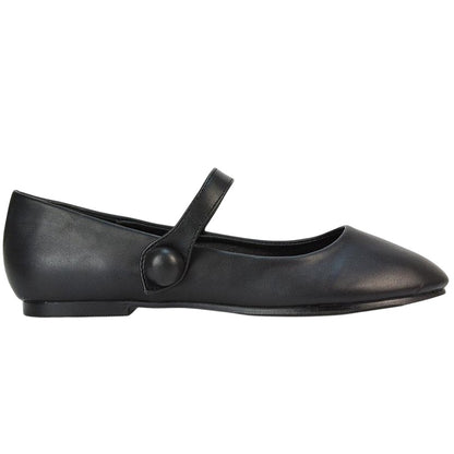Black - Side - XY London Womens-Ladies Joanna Closed Toe Flat Mary Janes