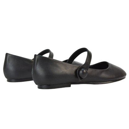 Black - Back - XY London Womens-Ladies Joanna Closed Toe Flat Mary Janes