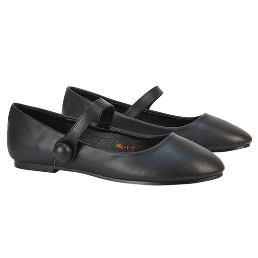 Black - Front - XY London Womens-Ladies Joanna Closed Toe Flat Mary Janes
