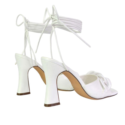 White - Back - XY London Womens-Ladies Rhegan Chain Detail Lace Up High Heels