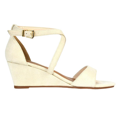 Nude - Back - XY London Womens-Ladies Kylie Strappy Wedge Sandals