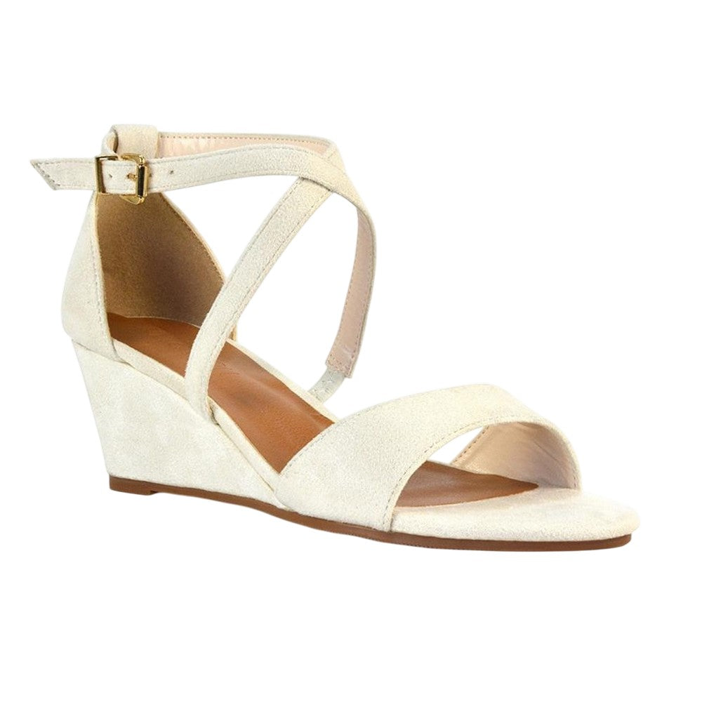 Nude - Side - XY London Womens-Ladies Kylie Strappy Wedge Sandals