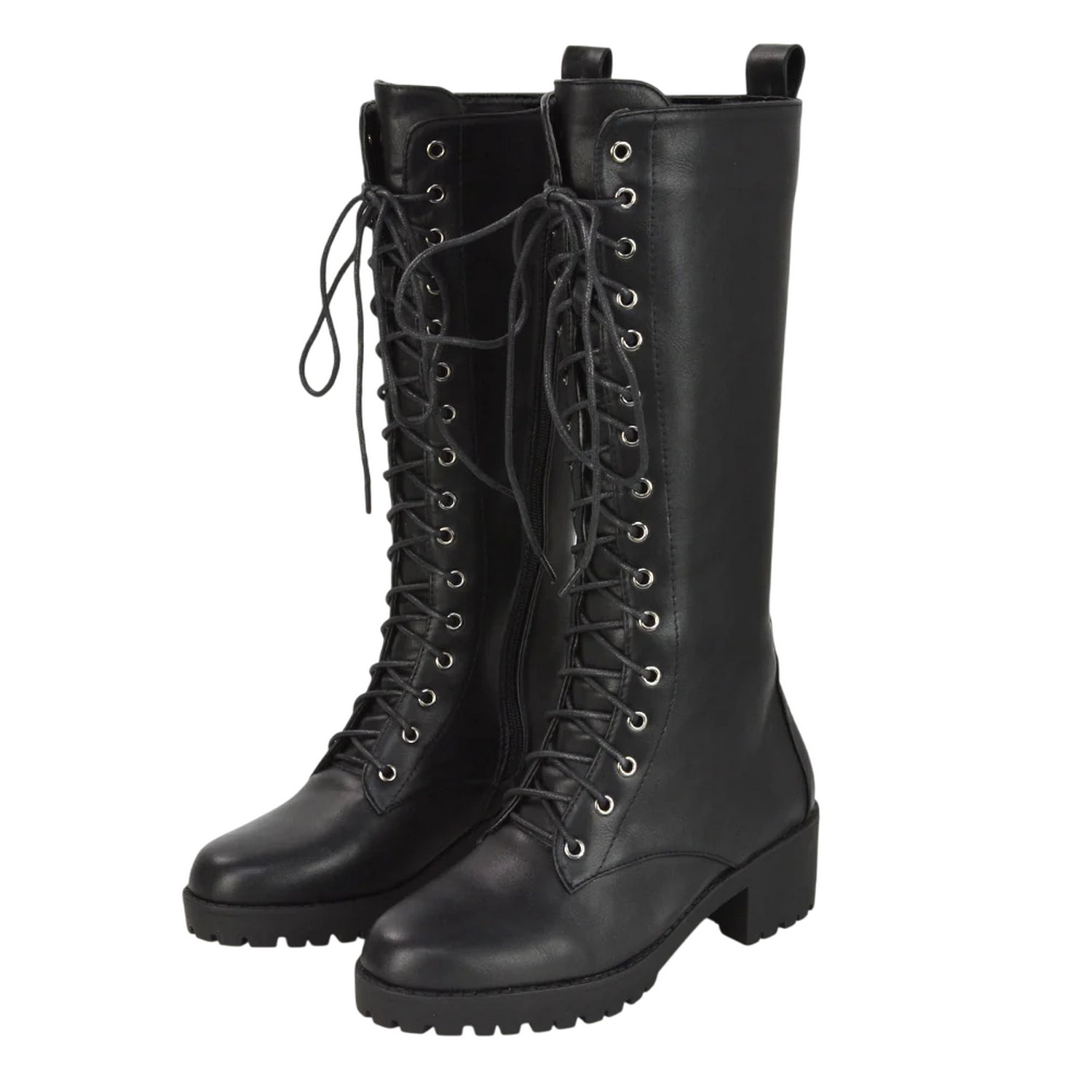 Black - Lifestyle - XY London Womens-Ladies Aspen Knee-High High Block Heel Biker Boots