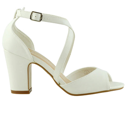 White - Back - XY London Womens-Ladies Alice Strappy Sandals