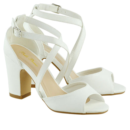 White - Side - XY London Womens-Ladies Alice Strappy Sandals