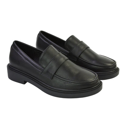 Black - Front - XY London Womens-Ladies Hanah Chunky Loafers