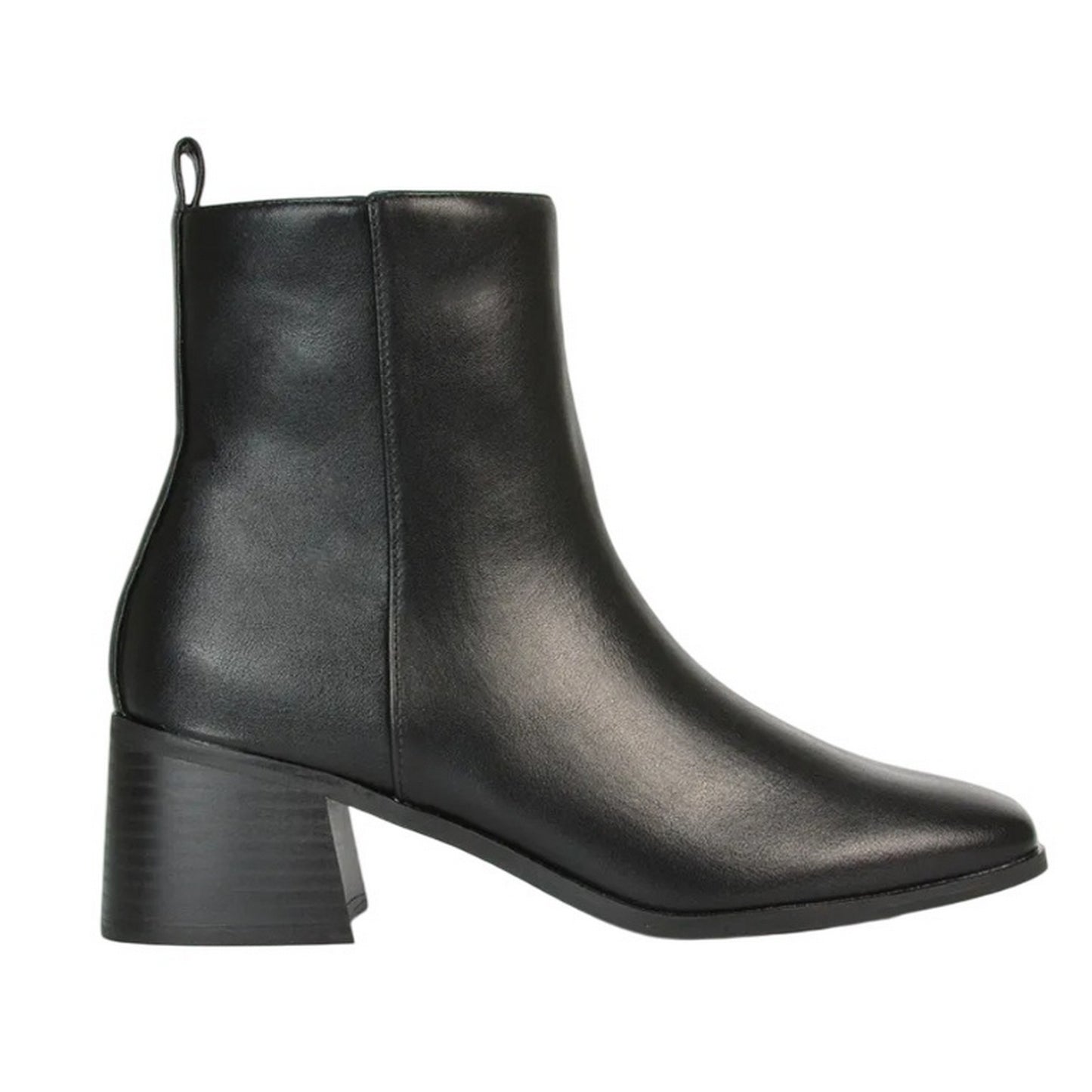 Black - Side - XY London Womens-Ladies Angela Square Toe Low Heel Ankle Boots