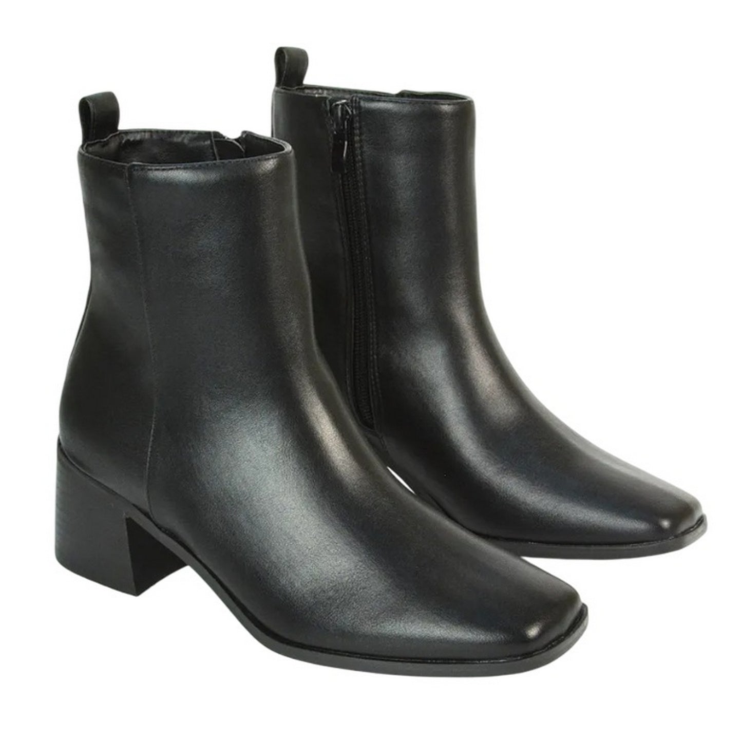 Black - Lifestyle - XY London Womens-Ladies Angela Square Toe Low Heel Ankle Boots