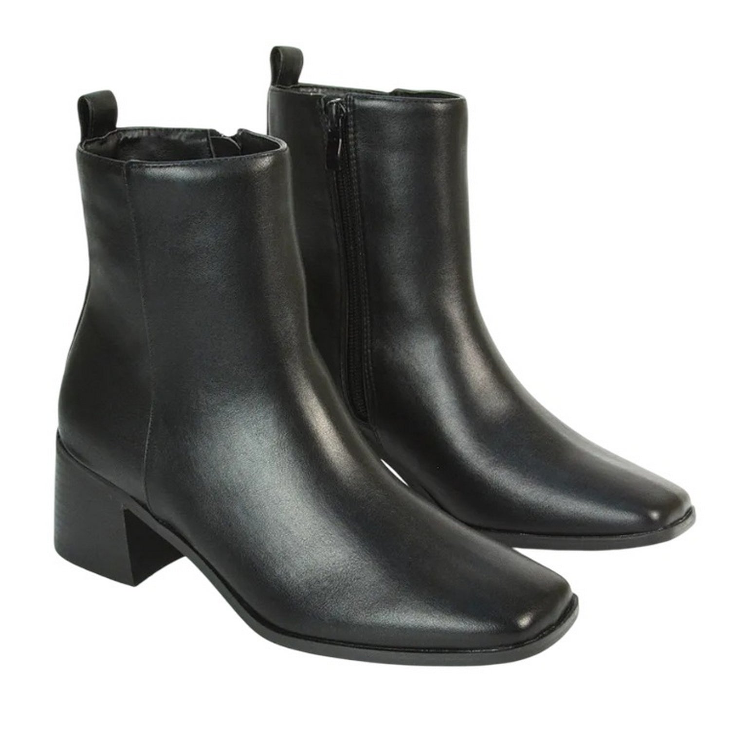 Black - Lifestyle - XY London Womens-Ladies Angela Square Toe Low Heel Ankle Boots