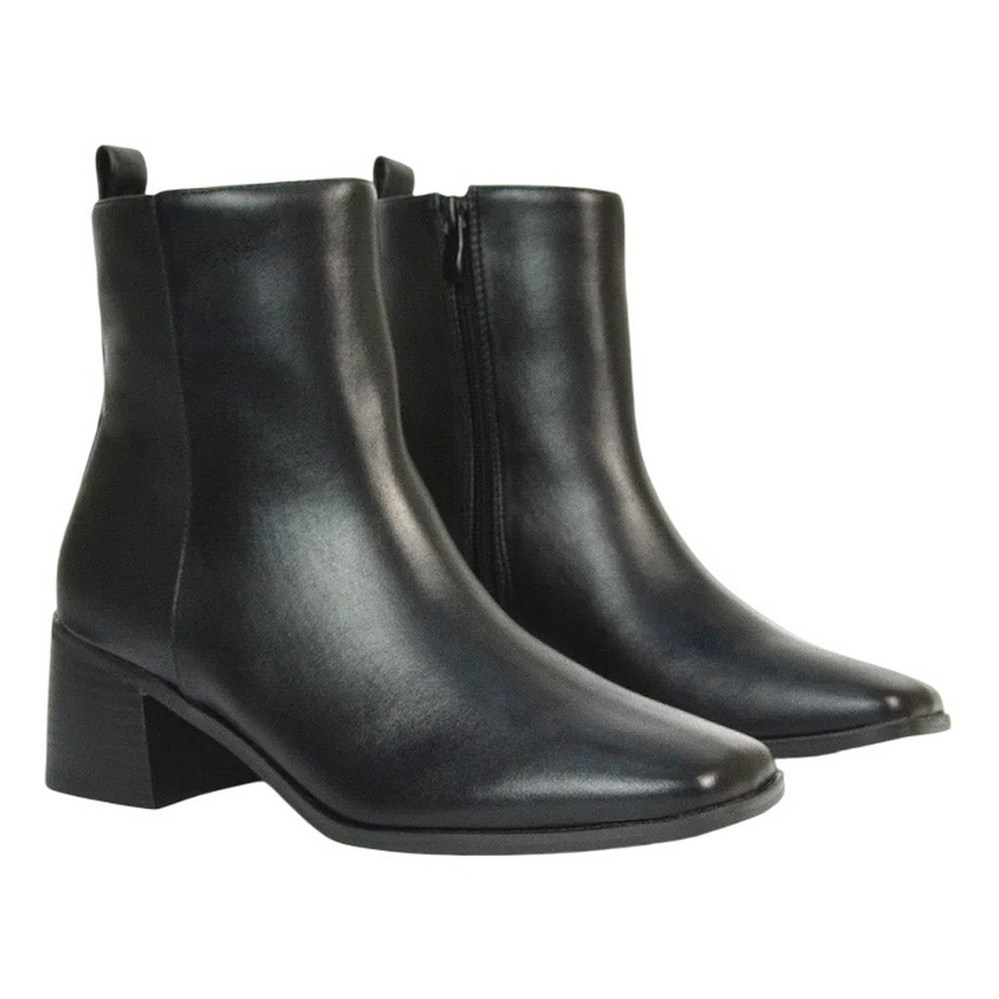 Black - Pack Shot - XY London Womens-Ladies Angela Square Toe Low Heel Ankle Boots