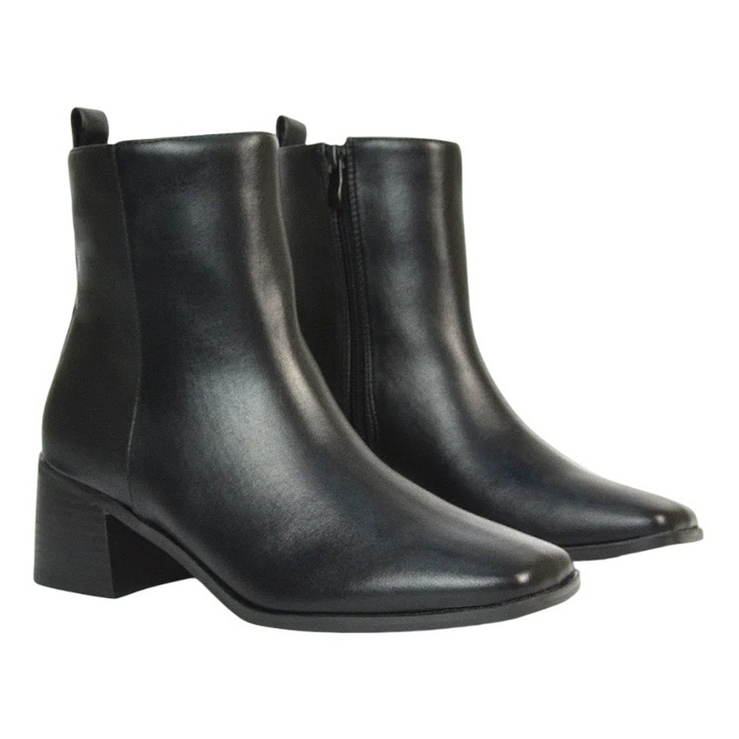 Black - Pack Shot - XY London Womens-Ladies Angela Square Toe Low Heel Ankle Boots