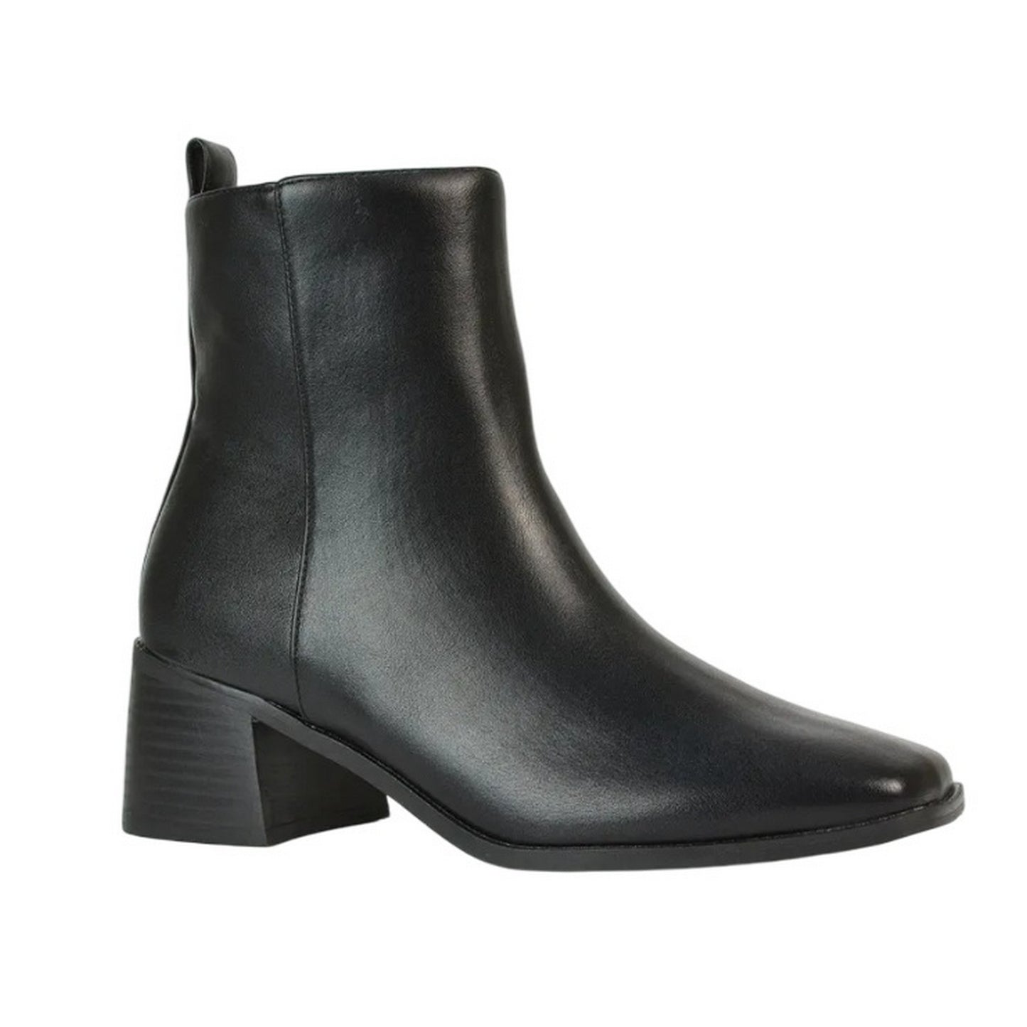 Black - Front - XY London Womens-Ladies Angela Square Toe Low Heel Ankle Boots