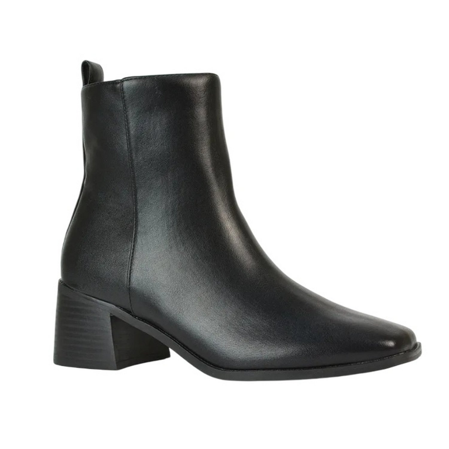 Black - Front - XY London Womens-Ladies Angela Square Toe Low Heel Ankle Boots