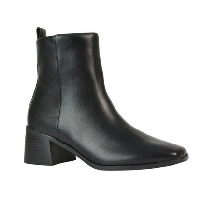 Black - Front - XY London Womens-Ladies Angela Square Toe Low Heel Ankle Boots