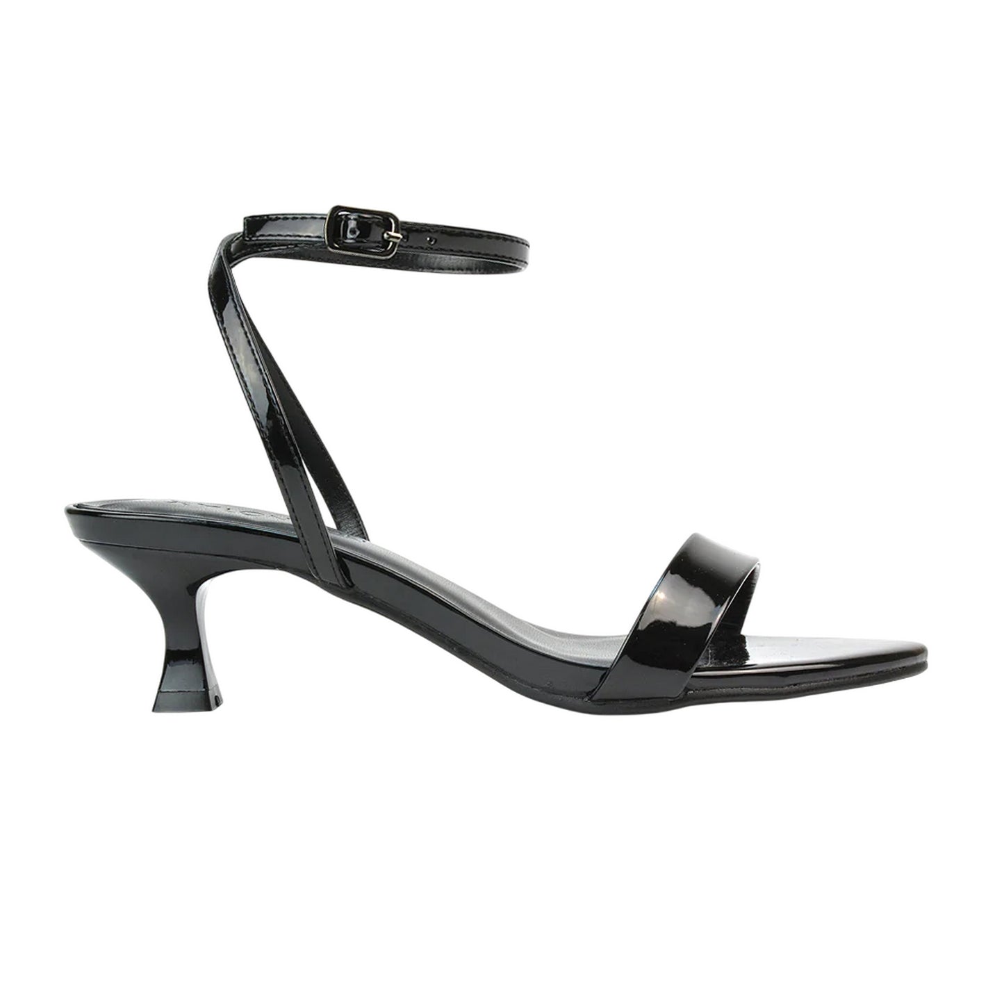 True Black - Side - XY London Womens-Ladies Antonia Patent Leather Sandals