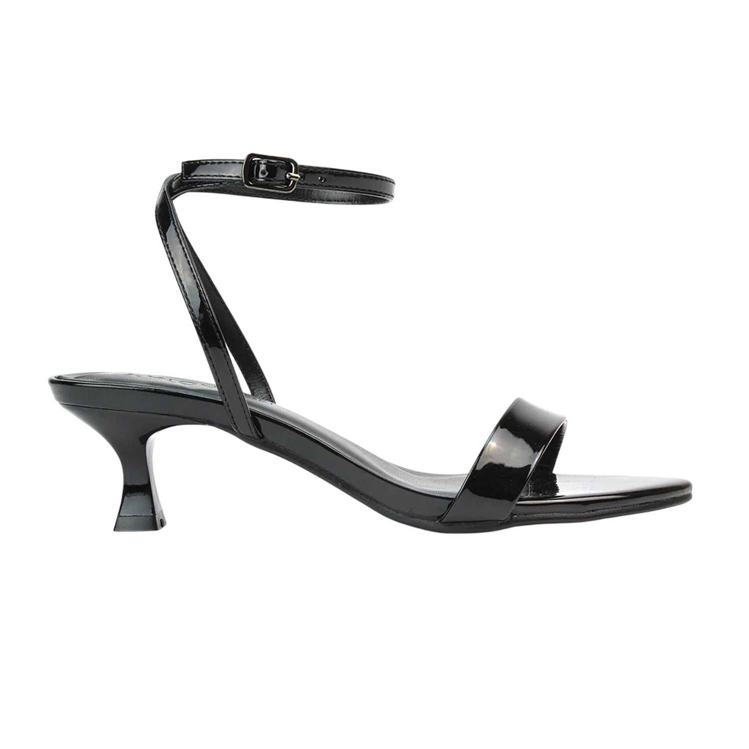 True Black - Side - XY London Womens-Ladies Antonia Patent Leather Sandals