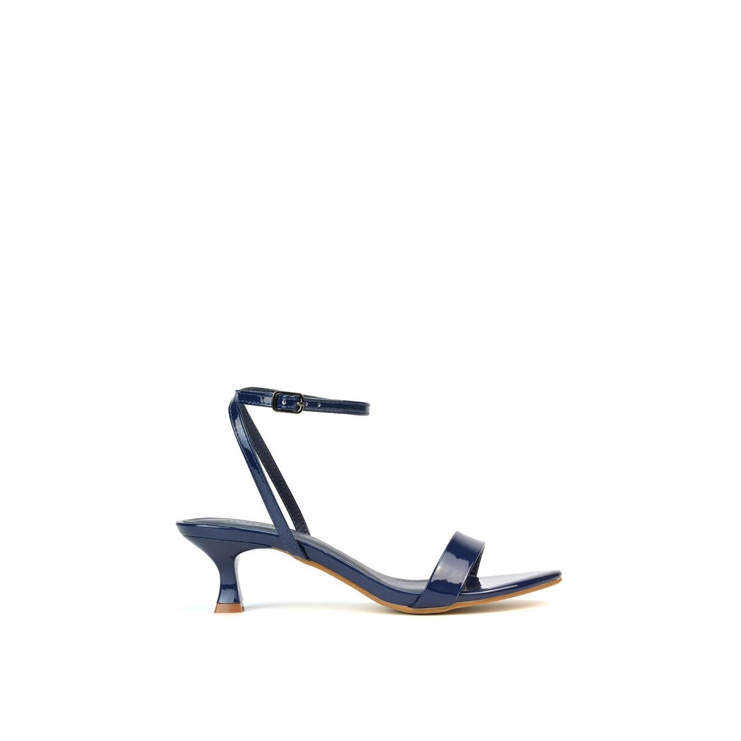 Navy - Front - XY London Womens-Ladies Antonia Patent Leather Sandals