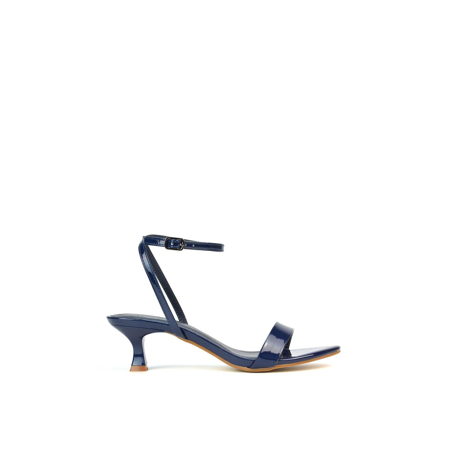 Navy - Front - XY London Womens-Ladies Antonia Patent Leather Sandals
