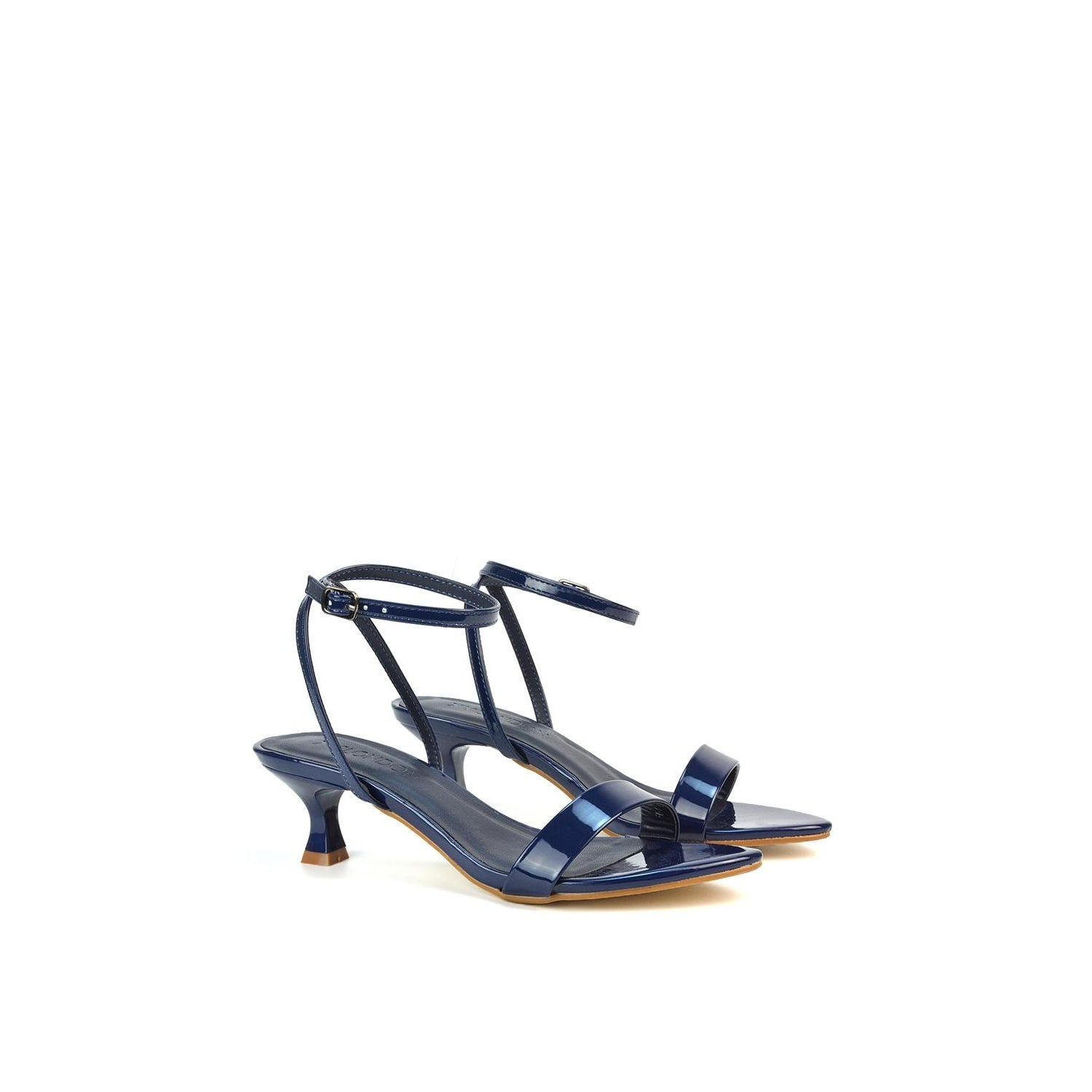 Navy - Side - XY London Womens-Ladies Antonia Patent Leather Sandals