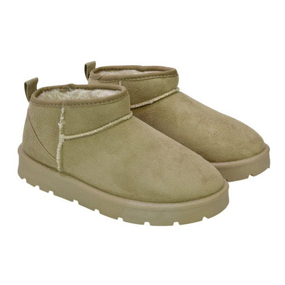 Light Stone - Front - XY London Womens-Ladies Angelina Faux Fur Ankle Boots