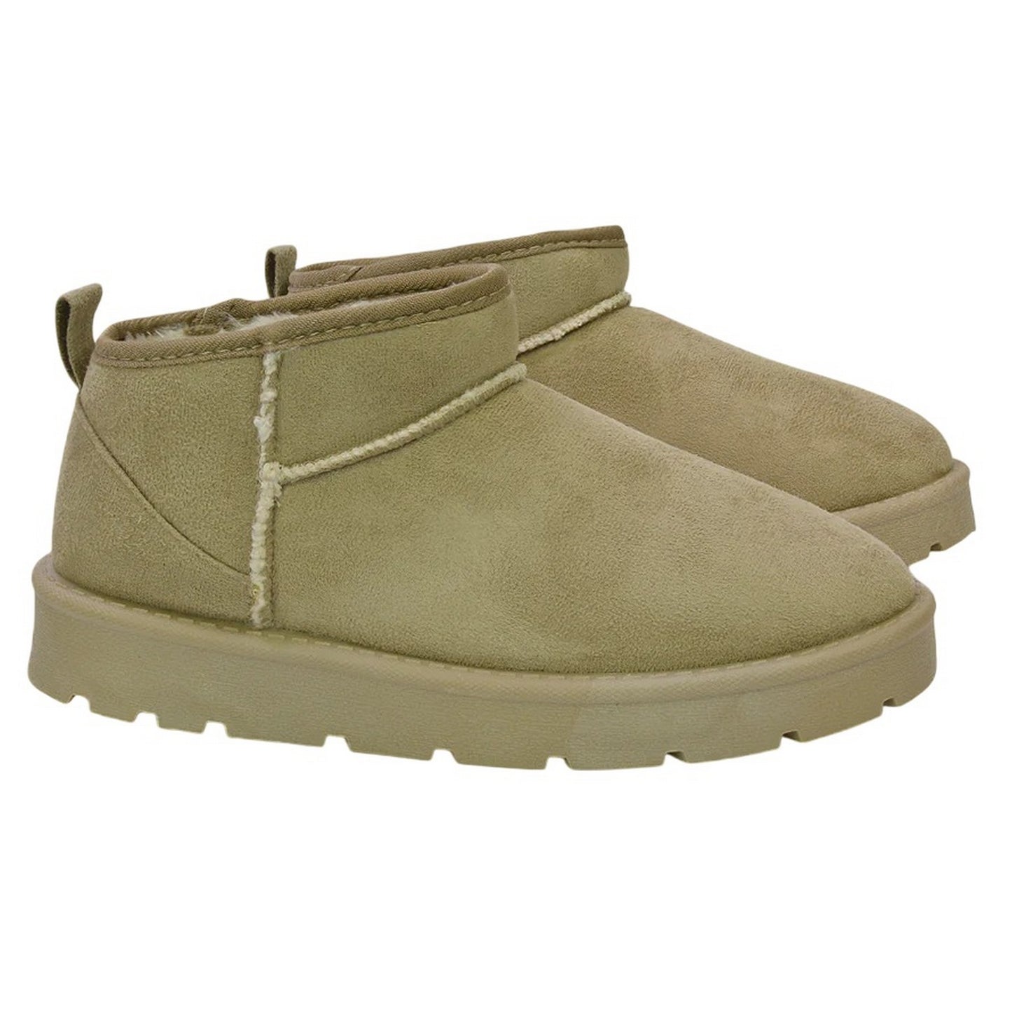 Light Stone - Side - XY London Womens-Ladies Angelina Faux Fur Ankle Boots