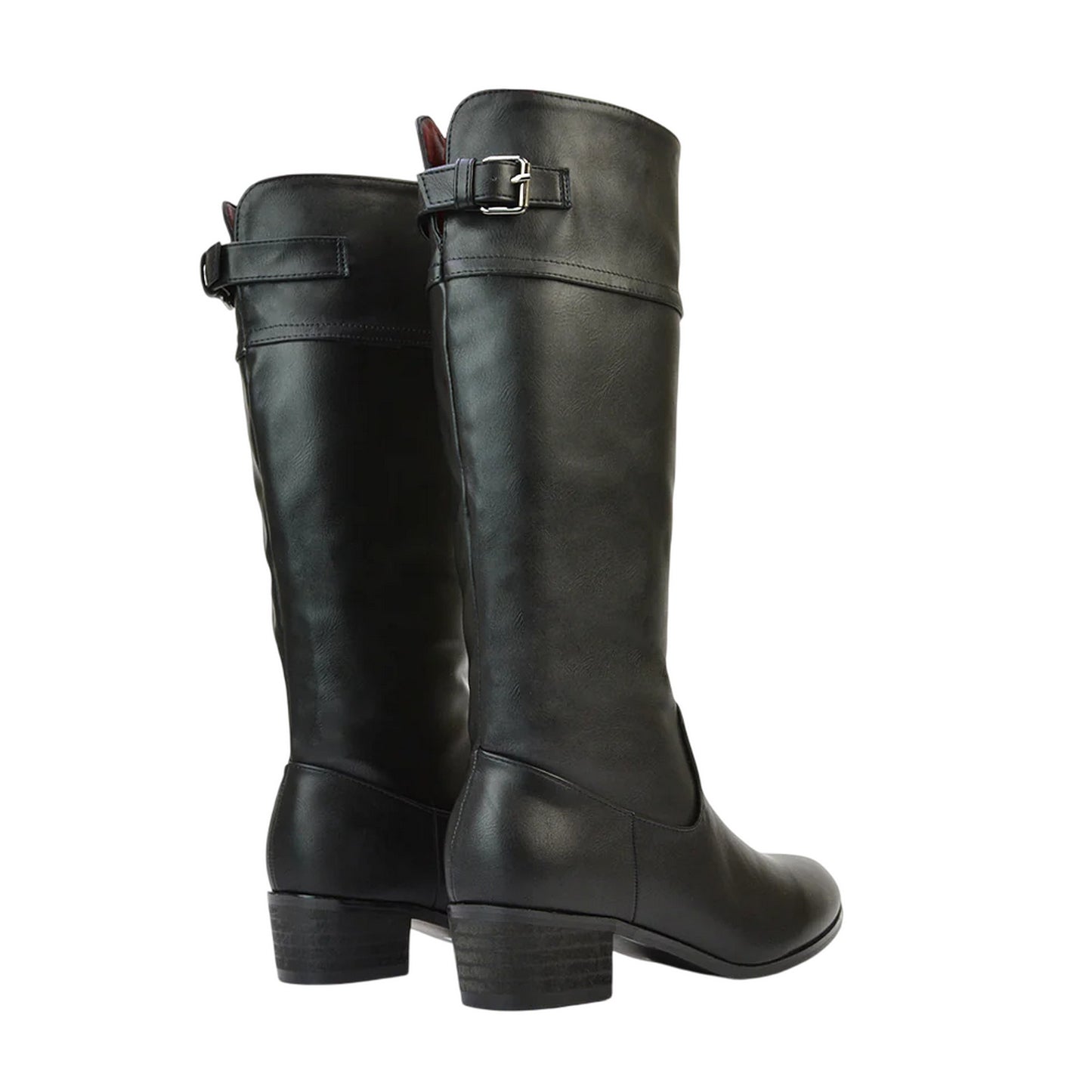 Black - Back - XY London Womens-Ladies Caiden Knee-High Low Block Heel Western Boots