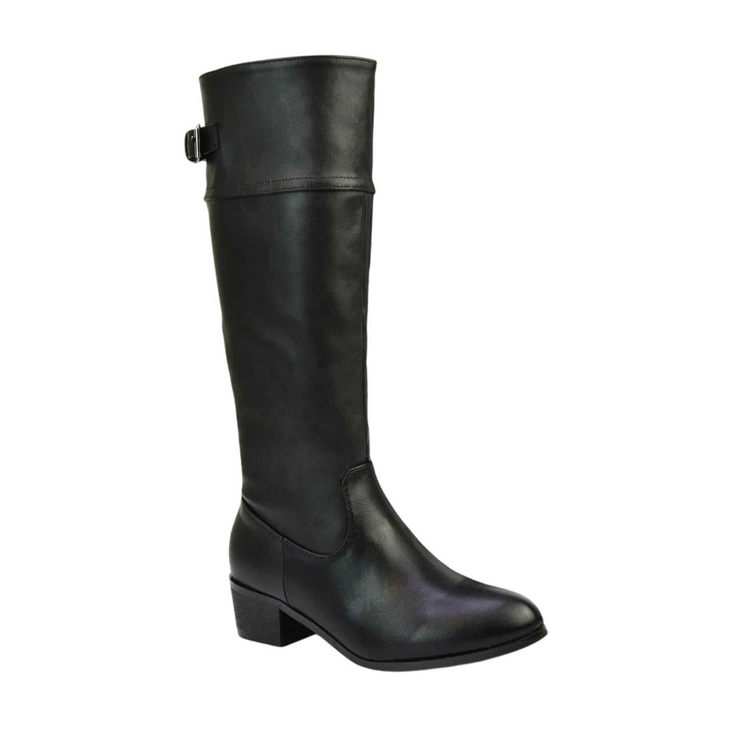 Black - Side - XY London Womens-Ladies Caiden Knee-High Low Block Heel Western Boots