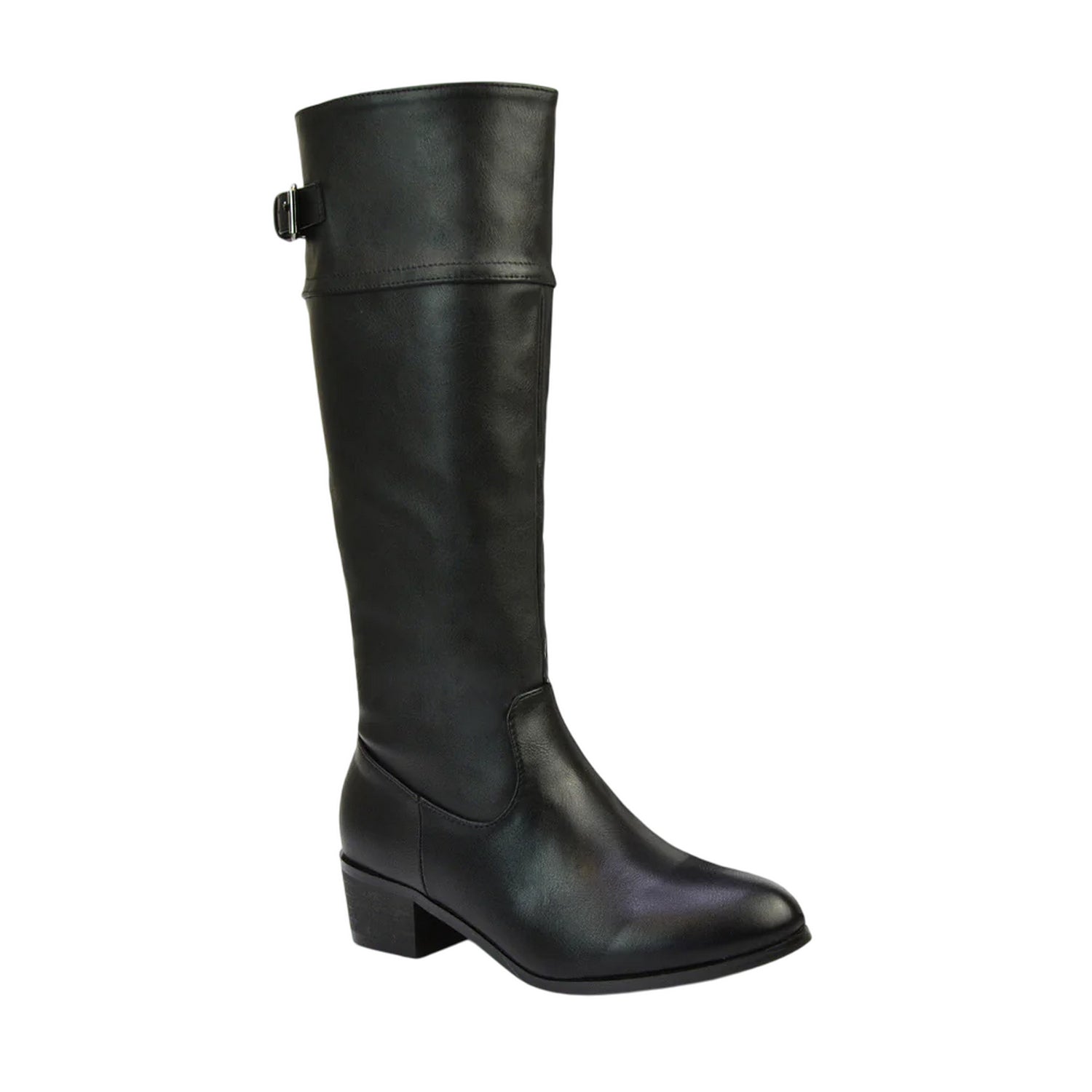 Black - Side - XY London Womens-Ladies Caiden Knee-High Low Block Heel Western Boots