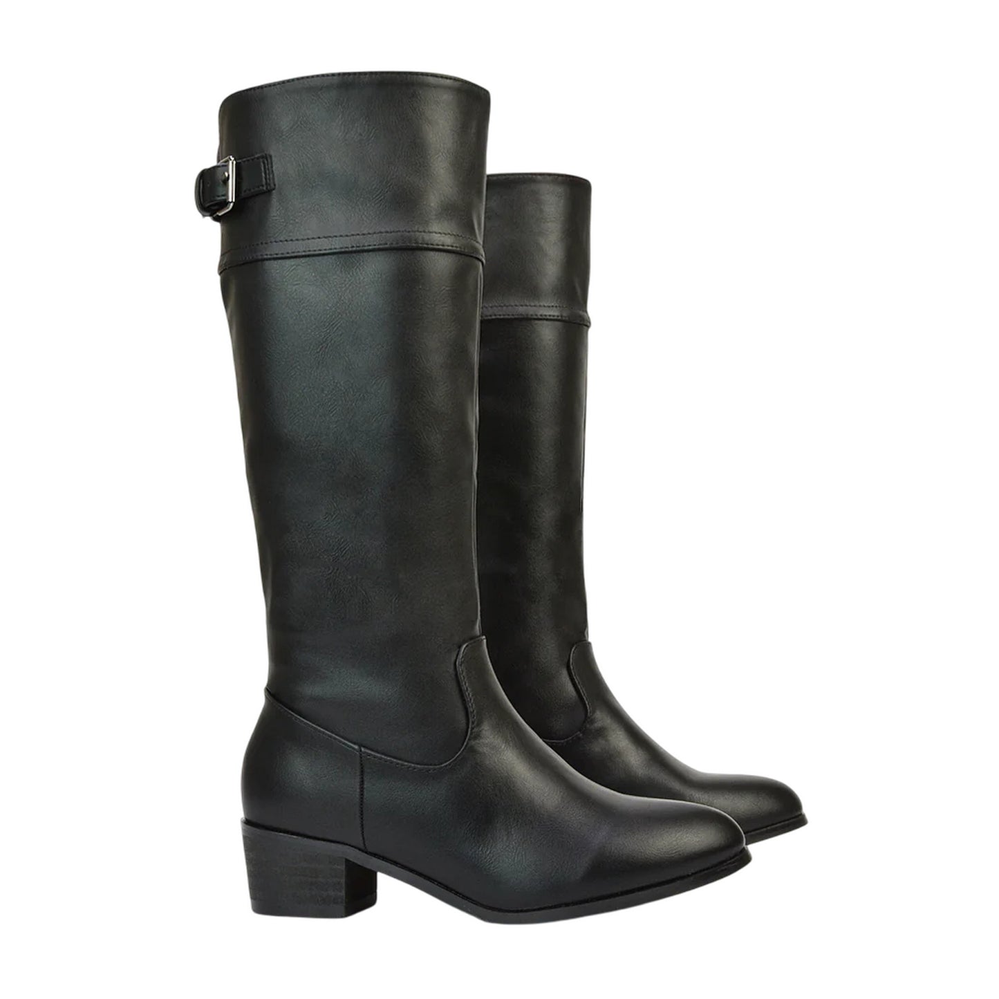 Black - Lifestyle - XY London Womens-Ladies Caiden Knee-High Low Block Heel Western Boots