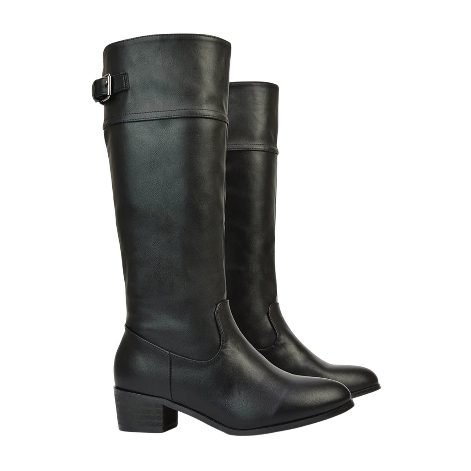 Black - Lifestyle - XY London Womens-Ladies Caiden Knee-High Low Block Heel Western Boots