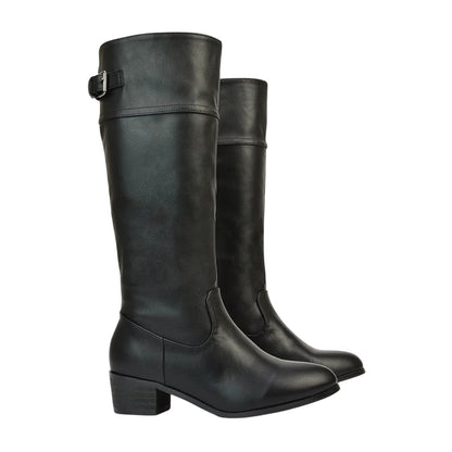 Black - Lifestyle - XY London Womens-Ladies Caiden Knee-High Low Block Heel Western Boots