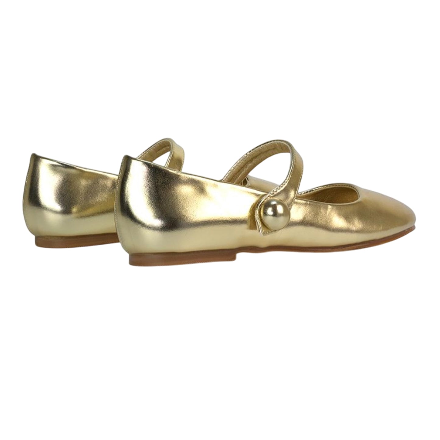 Gold - Back - XY London Womens-Ladies Joanna Metallic Closed Toe Flat Mary Janes