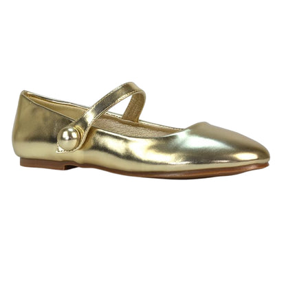 Gold - Lifestyle - XY London Womens-Ladies Joanna Metallic Closed Toe Flat Mary Janes