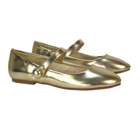 Gold - Front - XY London Womens-Ladies Joanna Metallic Closed Toe Flat Mary Janes