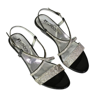 Black - Lifestyle - XY London Womens-Ladies Ocean Diamante Wedge Sandals