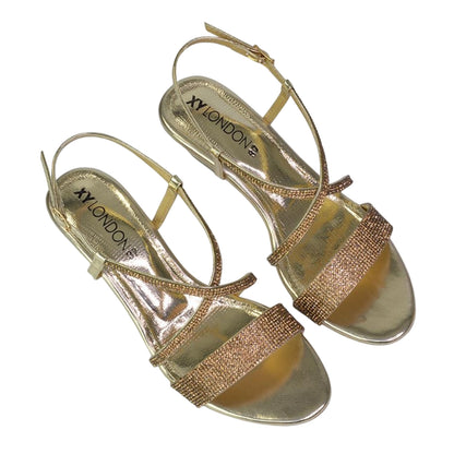 Gold - Lifestyle - XY London Womens-Ladies Ocean Diamante Wedge Sandals