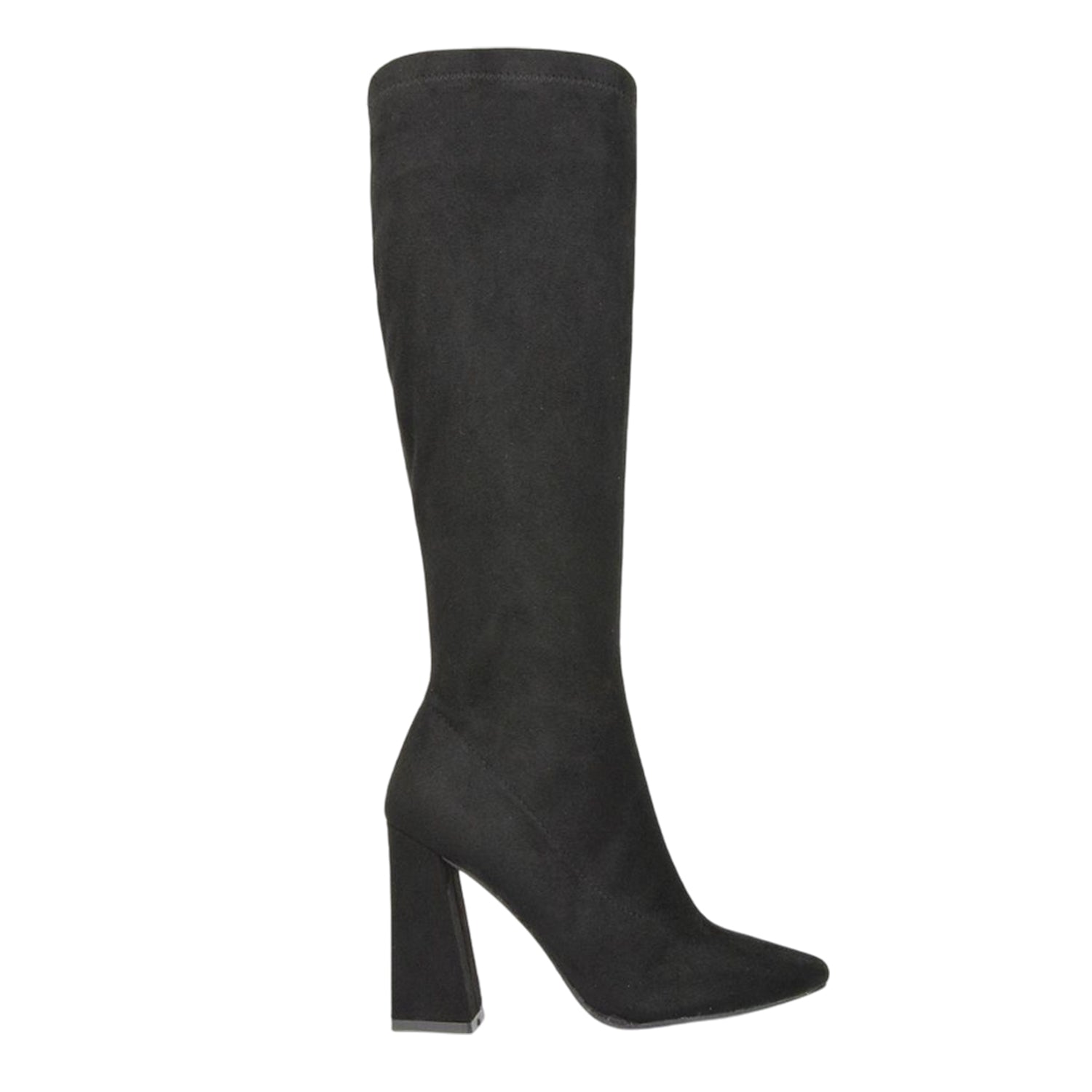 Jet Black - Lifestyle - XY London Womens-Ladies Gia Square Toe High Block Heel Knee-High Boots