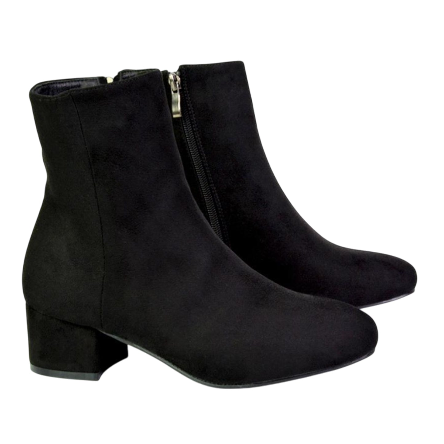 Jet Black - Side - XY London Womens-Ladies Nolan Side Zip Mid Block Heel Ankle Boots