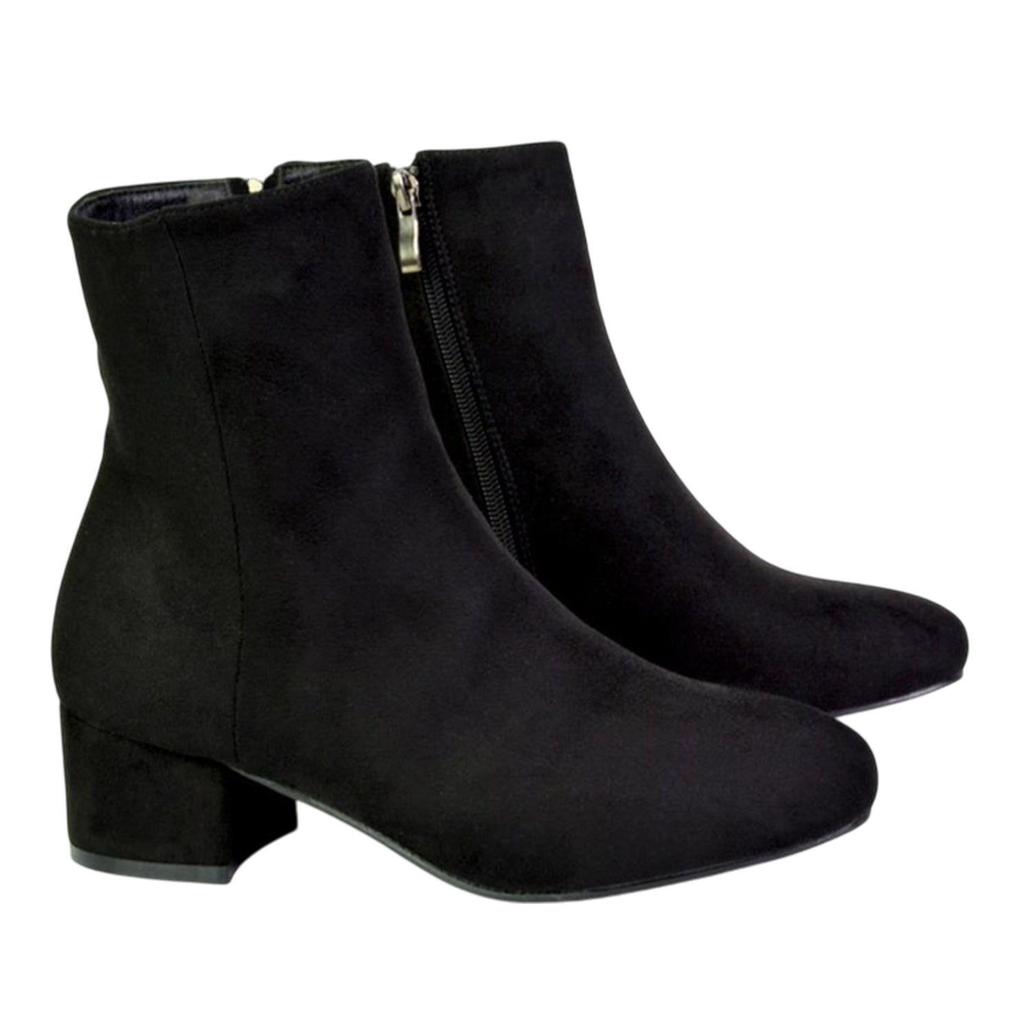 Jet Black - Side - XY London Womens-Ladies Nolan Side Zip Mid Block Heel Ankle Boots