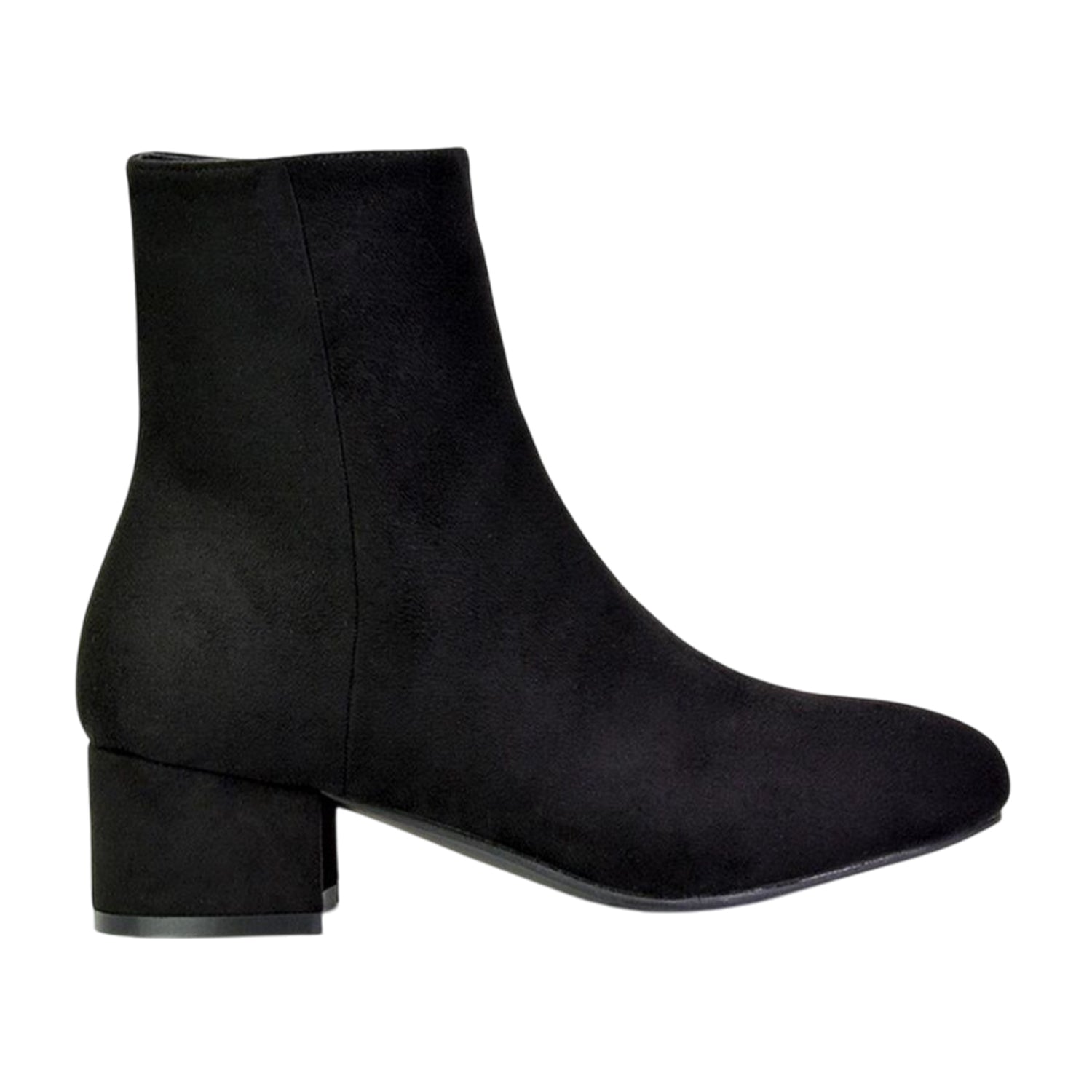 Jet Black - Lifestyle - XY London Womens-Ladies Nolan Side Zip Mid Block Heel Ankle Boots