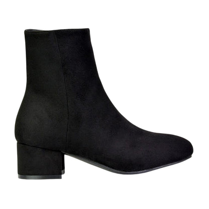 Jet Black - Lifestyle - XY London Womens-Ladies Nolan Side Zip Mid Block Heel Ankle Boots